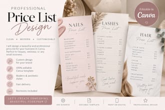 design a professional price list in canva