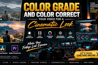 color grade and color correct your video for a cinematic look