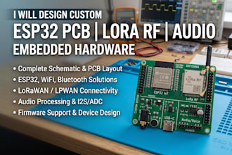 design custom esp32 pcb, lora rf, audio and embedded hardware