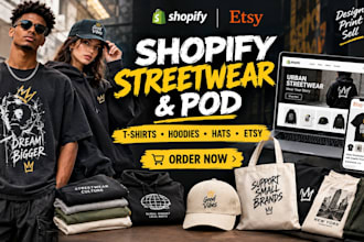 build shopify streetwear etsy summer t shirt pod urban hoodie tees design store