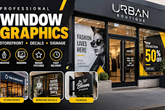 design window graphics, storefront, shopfront, window decals, and signage