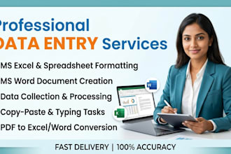 do expert data entry, ms excel, and ms word work