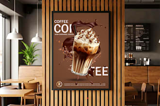 design an attractive coffee shop poster and mockup design