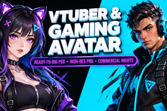 create custom ai vtuber avatar, stylized 2d 3d gaming characters, twitch avatar