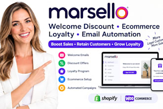 marsello welcome discount ecommerce woocommerce shopify loyalty email automation