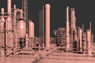 create professional 3d refinery, piping and industrial  plant model