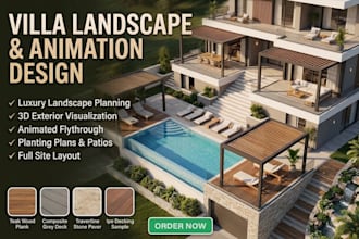 create villa landscape design and 3d animation