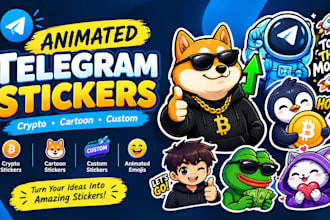 create animated telegram stickers, crypto stickers, cartoon stickers