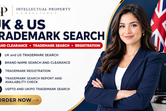 conduct a UK, US trademark search, brand clearance report and registration
