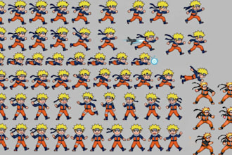 do pixel sprite sheet , 8bit, 16bit pixel character, pixel art animation