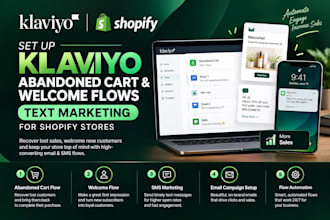 set up klaviyo abandoned cart welcome flows text marketing for shopify stores