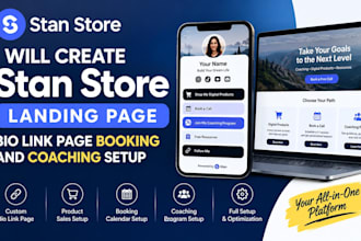 create stan store landing page bio link page booking coaching setup