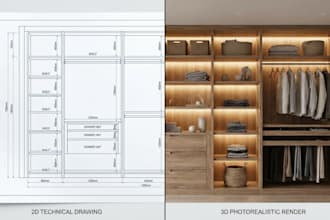 create wardrobe, closet, kitchen cabinet and shop drawings