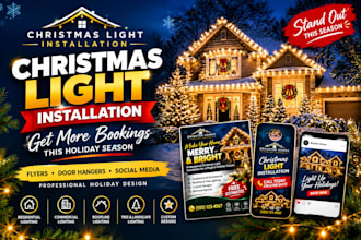 design a christmas light installation flyer or door hanger