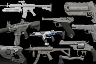 scuplt 3d cosplay weapons props 3d airsoft gun model accessory for 3d printing