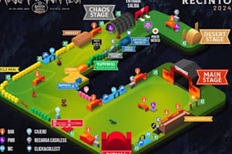 design a custom 3d isometric map, vector map or map illustration