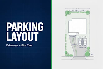 design a residential parking layout, driveway and site plan