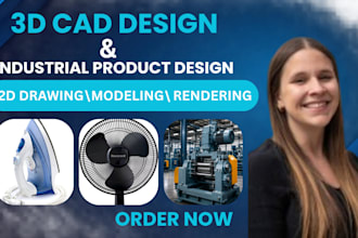 do 3d cad design, 3d cad model and rendering, industrial 3d cad product design
