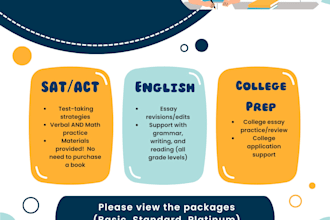 provide academic tutoring, including sat math and verbal