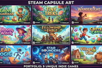 design steam capsule art game cover banner library hero key art illustration