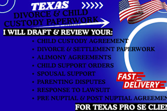 draft texas prenuptial agreement, divorce custody agreement for family lawsuit