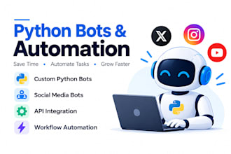 do python automation for social media bot, tiktok bot, instagram bot youtube bot