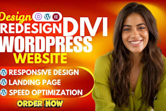 design or redesige divi landing page wordpress website, divi theme customization