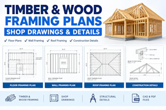 create timber and wood framing plans, shop drawings and details