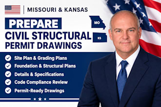 prepare missouri and kansas civil structural permit drawings