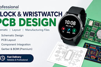 design your pcb schematic and circuit board layout  for clock and wristwatch