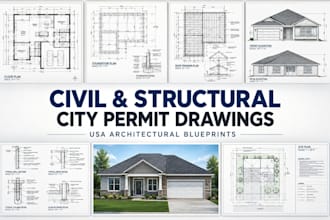 do civil and structural city permit drawing as usa architect blueprints drawing