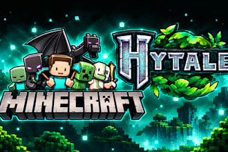 design professional minecraft and hytale banners, icons, and gifs