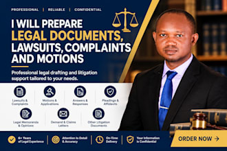 prepare legal documents, lawsuits, complaints and motions