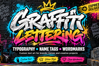 create graffiti lettering typography font text name tag and wordmark