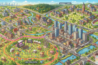 design 3d isometric map, event map, city map, festival map and campus map