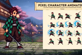 create pixel art character animation 2d sprite sheet  game character rpg maker