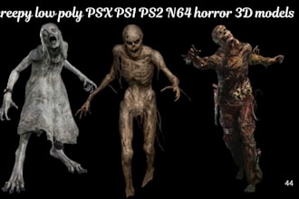 design rig and animate creepy low poly psx ps1 ps2 n64 horror 3d character model