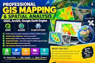 do professional gis mapping and spatial analysis using qgis, arcgis, and gee