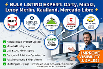 do bulk listing on darty mirakl leory merlin kaufland mercado libre via csv xml