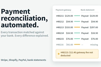 automate payment reconciliation for stripe, shopify, paypal and your bank