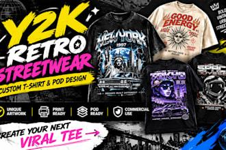 design unique y2k retro t shirt urban vintage streetwear pod design