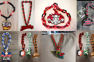 design custom 3d hype chain pendant logo necklace turnover chain in 3mf stl file