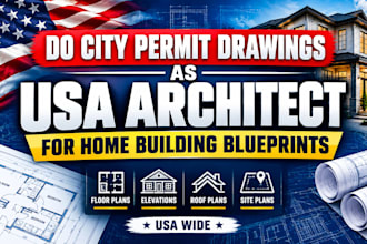 do city permit drawings as USA architect for home building blueprints