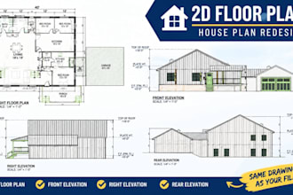draw 2d architectural floor plan and permit drawing in autocad