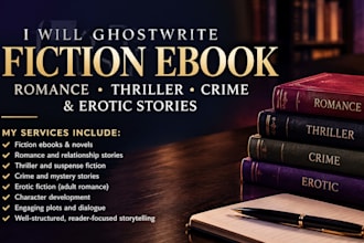 ghostwriter fiction ebook, thriller erotic crime story, romance ghostwriter