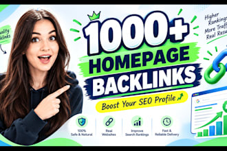 build 1000 plus homepage backlinks for SEO