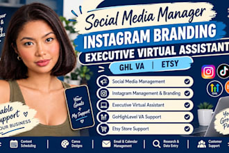 social media manager instagram branding executive virtual assistant ghl va etsy