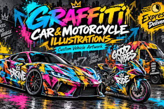 create graffiti car motorcycle and vehicle illustrations