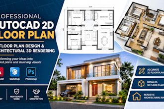 do autocad 2d floor plan 3d floor plan design and architectural 3d rendering