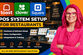 setup toast pos, clover pos and square pos for restaurants
